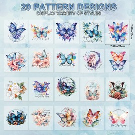 Falueqg DTF Transfers Ready to Press - 20Pcs Butterfly Iron on Transfers for Tshirts, Flower Inspirational Heat Transfer Vinyl, Iron on Decals Patches Stickers for Clothes Bag Pillow DIY Crafts