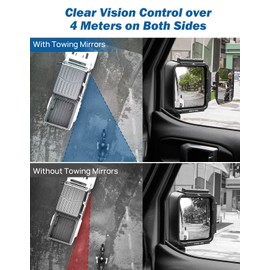 JOYTUTUS Towing Mirrors Extensions Compatible with 2018-2025 Wrangler JL/JLU & Gladiator JT, 360 Degree Rotation Adjustable, Integrated Tactical Rails for Versatile Mounting