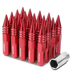 Auto Dynasty M12 x 1.5 Open/Closed End Design 20-Piece Anodized Aluminum Alloy Wheel Lug Nuts + Deep Drive Extension (Red)