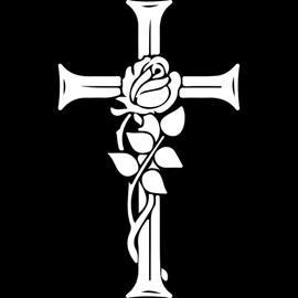 Decal Stickers Of Grave Cross With Rose (White) Premium Waterproof Vinyl Decal Stickers For Laptop Phone Accessory Helmet Car Window Mug Tuber Cup Door Wall Decoration ANDSKUS613836WH070722