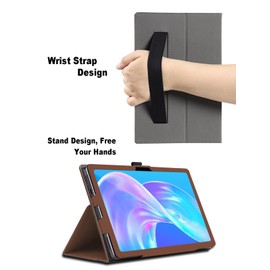 Case for SGIN 10.1 inch, SGIN T10 Pro Tablet Case, Folding Stand Protective Cover with Pencil Holder and Wrist Strap, Full Protection. (Brown)
