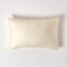 Homescapes Organic Pillowcase 48 x 74 cm Cream Vanilla 100% Organic Cotton, Satin Pillow Cover with Envelope Closure