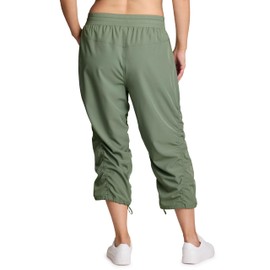 RBX Women's Plus Size Woven Lightweight Drawstring Capri Pant Basil 1X