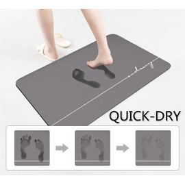 Soft Diatom Bath Mat Absorbs Water Quick Dry Pad Rugs Thin Nanofiber Diatomite Bath Mat Non-Slip Bathroom Floor Mat Washable Bathtub Shower Room Bedroom Kitchen Toilet Door Mat,60x40cm