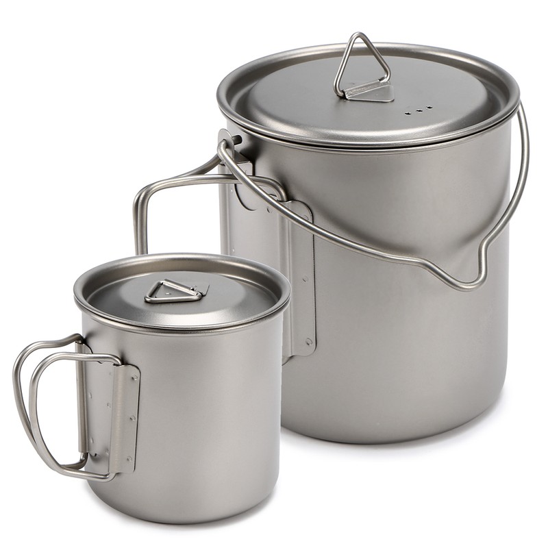 400ml 750ml Cup Set Ultralight Titanium Cup Hanging Pot Set