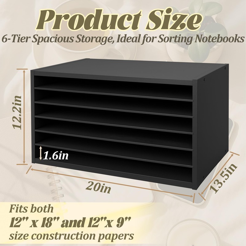 PROLEE Construction Paper Organizer 20" x 13.5" x12.2",Soild Wooden Paper