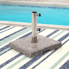 MAYPEX 42 LBS Patio Umbrella Base Granite Umbrella Base Heavy Duty Stone Free Standing Umbrella Base Outdoor Square Market Umbrella Base Fit 1.5’’ Umbrella Pole Grey