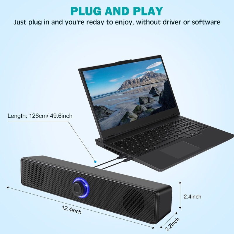 Computer Speakers, USB Powered PC Speakers Wired Stereo Desktop Speakers