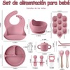 12PCS Vajillas Platos para Niño Silicona,Set Alimentacion Complementaria Niños,Set Alimentacion