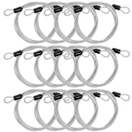 12 Pack 4ft Security Cable Lock, 3mm Steel Cable with Loops Braided Steel Coated Wire Rope Luggage Bike Lock Safety Double Loop for U Locks, Padlock and Disc Locks (48Inch)