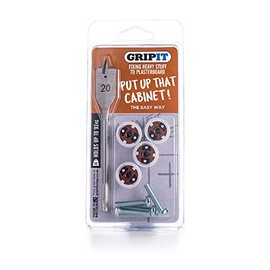Gripit GPCABINETKIT Complete Cabinet / Cupboard Fixing Kit - Includes Drill Bit - Supports Heavy Loads on Plasterboard Walls Up To 93kg, Brown