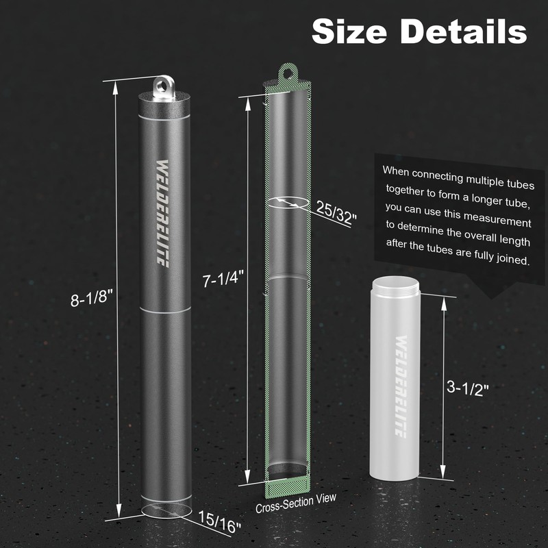WelderElite Gray Storage Tube for TIG Tungsten Electrode - Customized