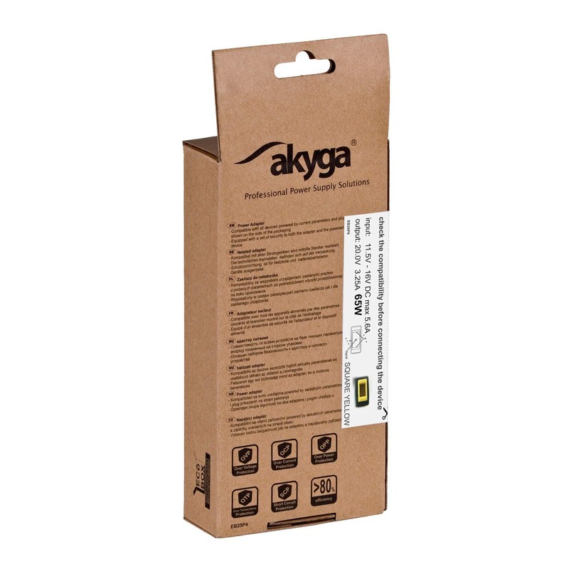 Akyga Car Charger AK-ND-41 20V/3.25A 65W Square Yellow for Lenovo
