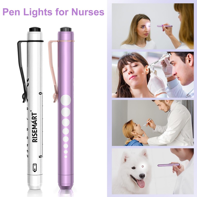 RISEMART Pen Light, Nurse Led Medical Penlight with Pupil Gauge