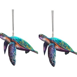 2Pcs Sea Turtle Hanging Ornament for Car Rearview Mirror Decor Cute Turtle Automobile Interior Bag Keychain Accessory for Men Women Gift Mirrors