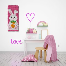 YP Latch Hook Kits for Kids Adults DIY Rug Tapestry Kits with Printed Canvas Embroidery Kits Festival Gifts Home Decoration (Rabbit, 17.3inch X 7.5inch)