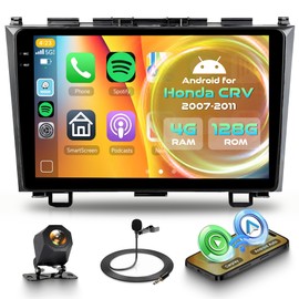 Orderich 4G+128G Android Car Radio for Honda CRV 2007-2011 with Wireless CarPlay Android Auto, 9 Inch Touchscreen Car Stereo Mirror Link GPS Navigation WiFi Bluetooth FM RDS EQ SWC Backup Camera