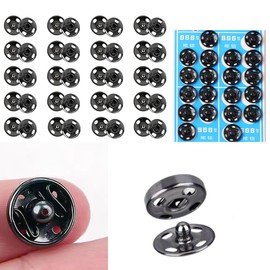 MIUPOO Metal Sew On Snap Buttons, Fasteners Press Studs for Sewing Clothes Jeans Overcoat DIY,0.47Inches/12mm Dia Snaps,20 Sets,Black