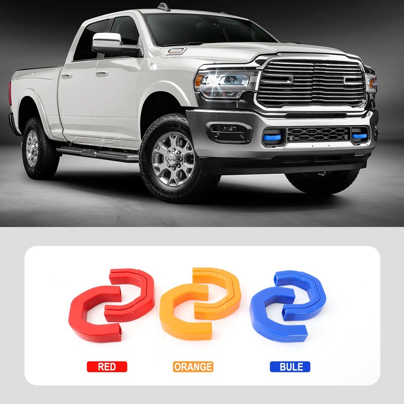 BESTZHEYU 2PCS Blue Front Tow Hooks Covers Compatible with RAM