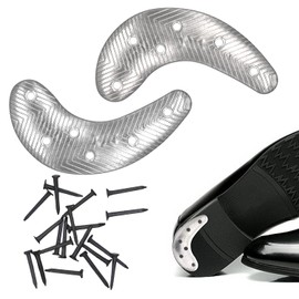 Metal Heel Plates 1 Pairs Sole Repair Kit with Nails Shoes Heel Taps Tips Repair Pad for Shoes and Boot (Half Moon Heel Sole)