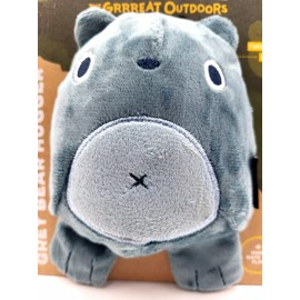 BarkBox Super Chewer Grey Bear Hugger Durable Treat Dispensing Dog Toy 6x4"