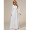 Ever-Pretty White Maxi Dress Round Neck A-Line Chiffon Bridesmaid Dresses