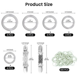 22 Pcs Clothing Cinch Clip, Invisible Back Cinch Rings (5 Sizes) with Rubber Bands Bulk Clothing Accessory with Waist Cinch Clips Sweater Tightener Clasp Rings for Woman Shirt Skirt Dress Scarf Ties