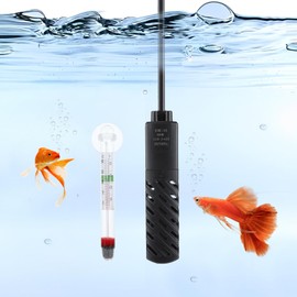 Small Aquarium Heater, 30W Fish Tank Heater, Adjustable Aquarium Heaters with 1*Water Thermometer for 15L Fish Tank (Temperature Control Range: 20°C-34°C)