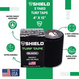 SHIELD Turf Tape Football – USA Made Arm Protection, Sweatproof Athletic Tape, Extra Wide, 5 Yards, Flexible Fit – Black