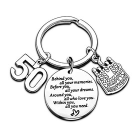 Birthday Keyring Birthday Gifts Key Ring Gifts For Women Girls Gifts Inspirational Keychain Gifts For Mum Daughter Sister Christmas Gifts (50th)
