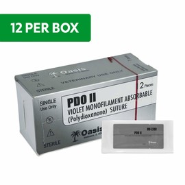 Oasis PDO (Polydioxanone) Surgical Suture, 3-0, (FS-2) 3/8 19mm Reverse Cutting Needle, 75cm, 12/Box, Veterinary Use
