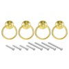 QUARKZMAN Pack of 4 Round Ring Handles Drawers Knobs Gold