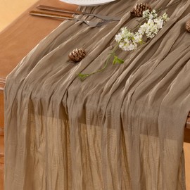 LINXTAR Nude Table Runner Cheesecloth Table Runner 10FT Farmhouse Table Runners 120 Inches Spring Table Decor Dining Room Centerpiece for Wedding Boho Baby Shower Birthday