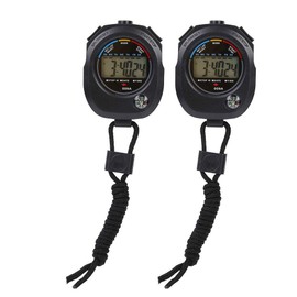 Qiilu 2 PCS Sport Timer, Cronógrafo Digital Preciso Handheld Multifunción Professional Electronic Sports Cronómetro Cronómetro Cronómetro