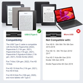 Zosvoses Type C Charging Cable Compatible with Kindle Paperwhite 8GB, Paperwhite Signature Edition 32GB, Paperwhite 11th Generation 2021, for Kindle Scribe Charging Cable and Cord (10ft)