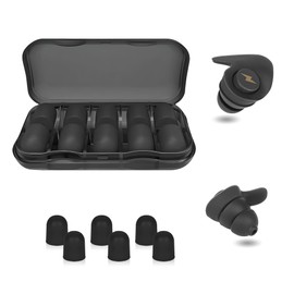 Ear Plugs for Sleeping, Earplugs Aeroplane Anti-Noise Ear Plugs for Concentration, Swimming, Meditating, Travel, Work, Sleeping + Sleeping Eye Mask (Black, 6 Pairs)