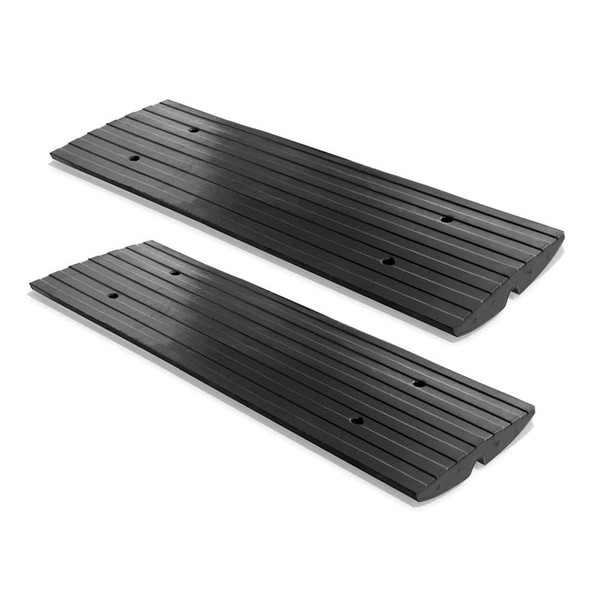 PYLE PCRBDR21 Car Vehicle Curbside Driveway Ramp - 4ft Heavy Duty Rubber Threshold Bridge Tracks Curb Ramps, 2 Pieces Set (for Car, Truck, Scooter, Bike, Motorcycle, Wheelchair Mobility), Black