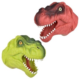 Set of 2 Stretchy Dinosaur Hand Puppets – Forest & Twelfth 6” Interactive Hand Puppets for Kids, Dinosaur Head Funny Hand Puppets for Imaginative Play, Perfect for Bath, Pool, and Ocean Play, Ages 3+