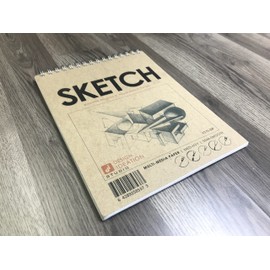 SKETCH book. Wire bound pad style sketchbook for pencil, ink, marker, charcoal and watercolor paints. (8.5" x 11") 50 Pages (5)