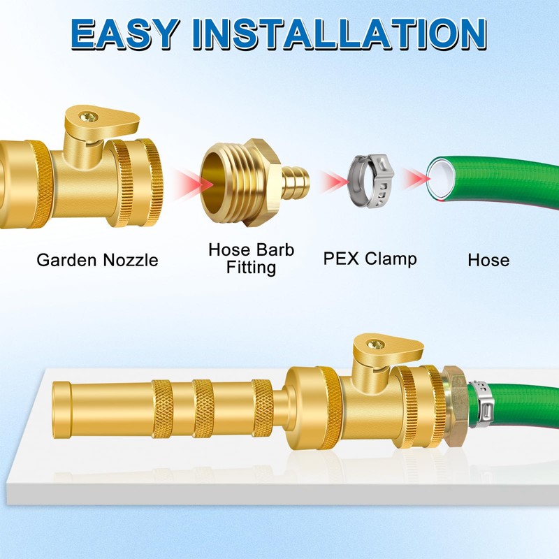Boltigen 2PCS Heavy Duty Brass Garden Hose Adapter 1/2" PEX