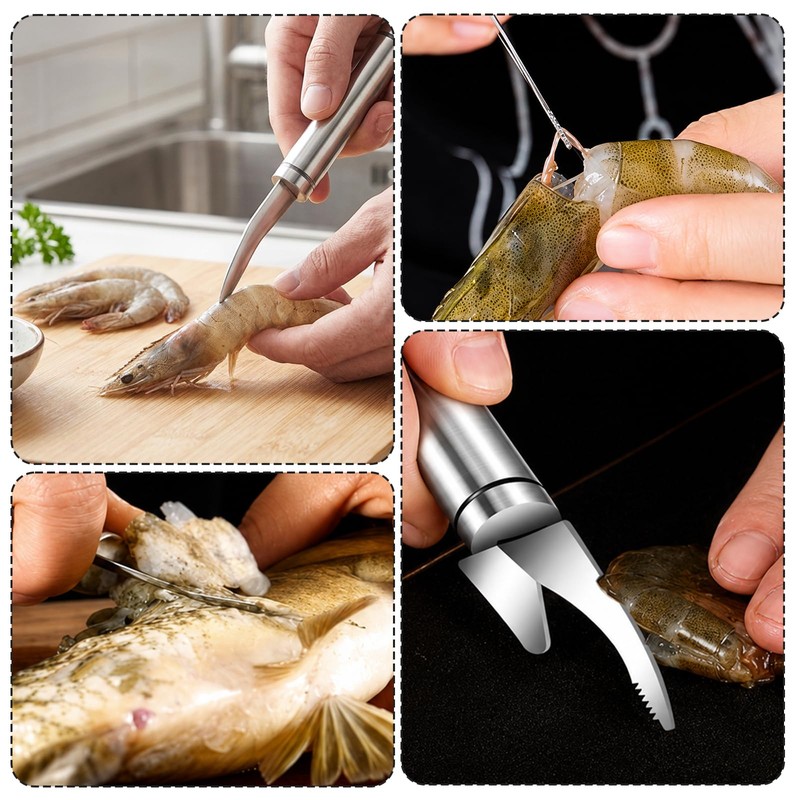 4PCS Shrimp Deveining Tool, Shrimp Peeler and Shrimp Deveiner Set