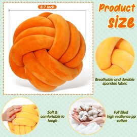 Yerliker 4 Pcs Knot Pillow Ball, 8.7 Inches Knotted Dorm Decorative Pillows Decorative Round Throw Pillow Plush Accent Pillows Gifts for Valentine‘s Day Home Bedroom Decoration