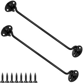 LICQIC 2 PCS Cabin Hook, Gate Latch Hook, Stainless Steel Eye Latch for Garage,Shed Door,Window (250 MM, Black)