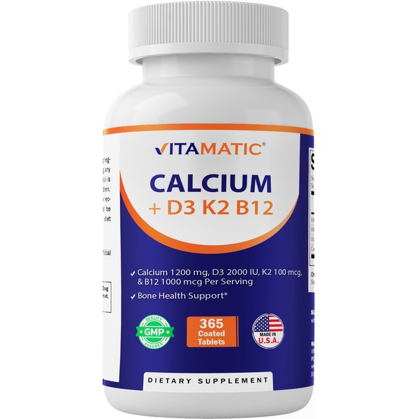 Vitamatic Vitamatic Calcium Supplement 1200mg with D3, K2 & B12,