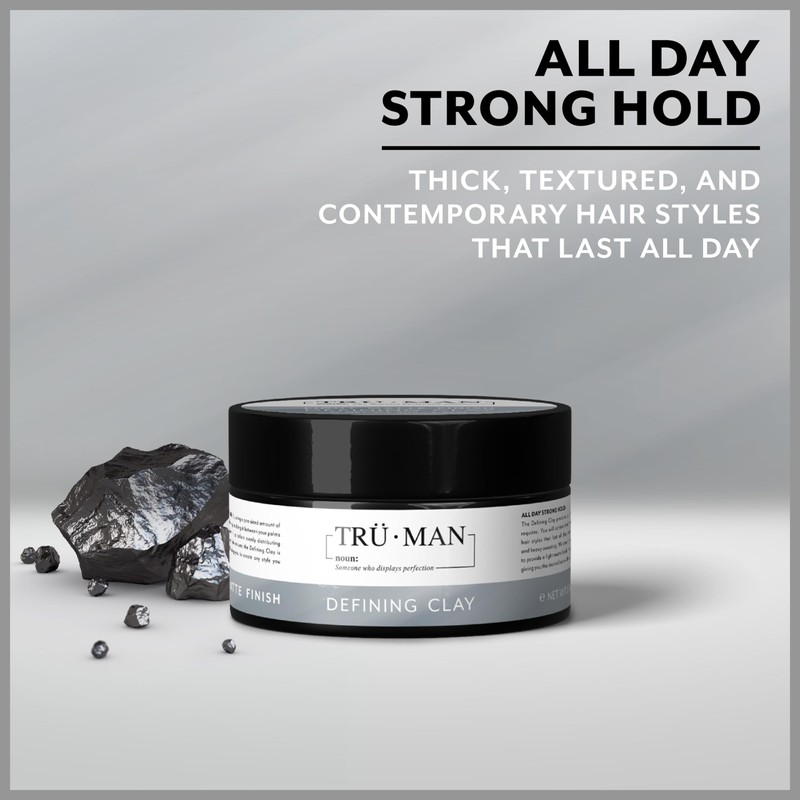 TRU•MAN Defining Clay: All-Day Strong Hold Improves Texture & Thickness,