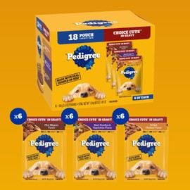 Pedigree Choice Cuts In Gravy Adult Soft Wet Dog Food 18-Count Variety Pack, 3.5 oz. Pouches
