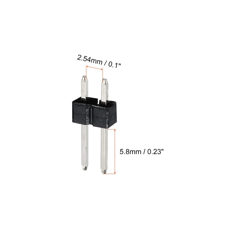 sourcing map Straight Pin Header DIP Single Row 2 Pin