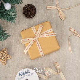 Ribbli Christmas Cotton Ribbon Natural Twill Tape Cotton with Red Merry Christmas and Snowflak Farmhouse Rinbbon Use for Gift Wrapping Baking Crafts Home Decor-3/8 Inch x 10 Yard