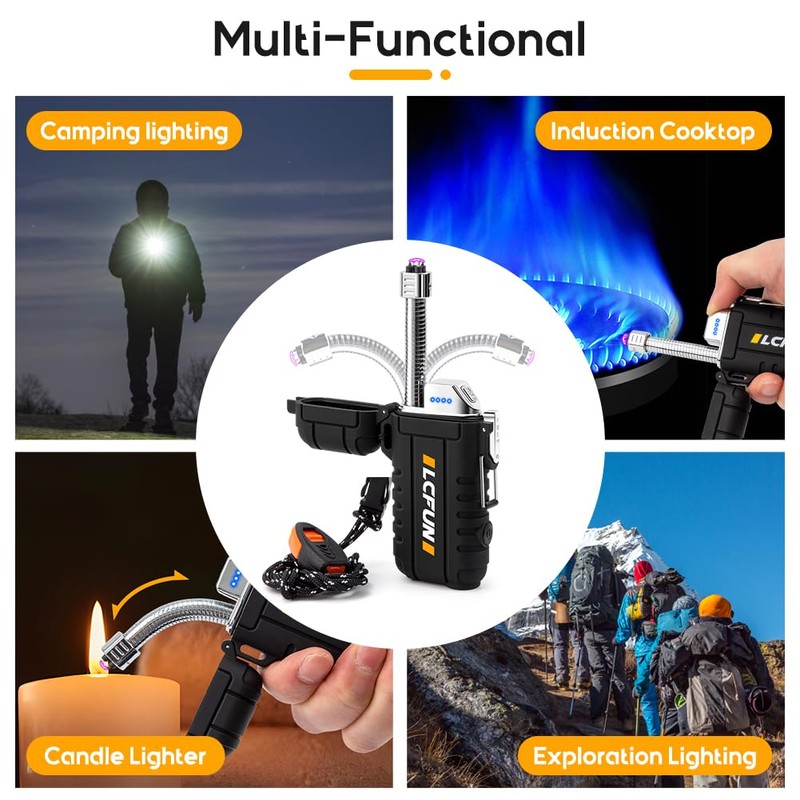LcFun Electric Dual Arc Lighter USB Rechargeable, Windproof Plasma Lighters