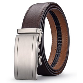 Acewin Men's Leather Belt, Automatic Work Belt, Adjustable, Width 35 mm, 02 brown